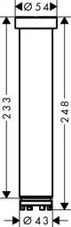 Vertikale Verlängerung aus Metall mit Durchmessern von 54 mm und 43 mm, gefertigt von AXOR, für die Deckenbefestigung einer Kopfbrause.